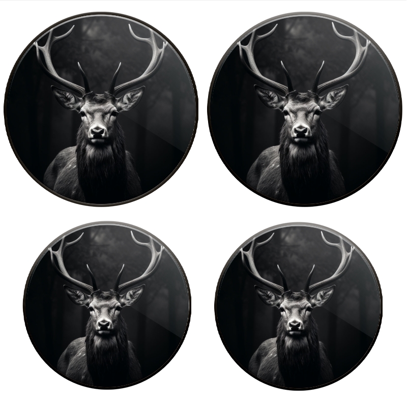 Bahomeck Electric Stove Burner Covers Set Of 4,Majestic Deer With Impressive Antlers Stands In The Dark Forest Metal Gas Stove Burner Covers,Protecting Gas Stoves,8 Inch And 10 Inch