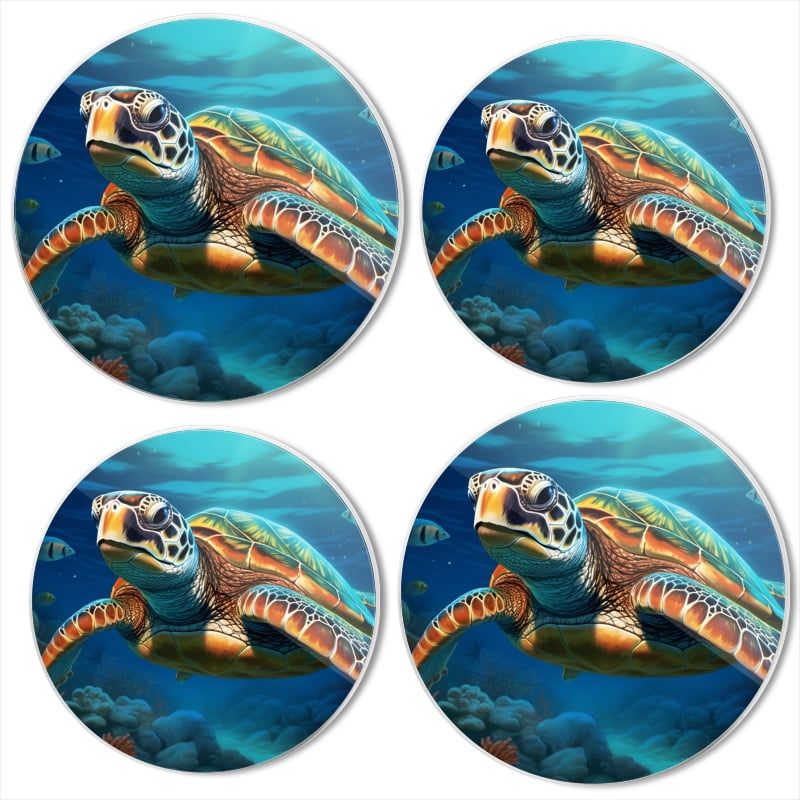 Bahomeck Electric Stove Burner Covers Set Of 4,Majestic Sea Turtle Gracefully Glides Through The Deep Blue Ocean Metal Gas Stove Burner Covers,Protecting Gas Stoves,8 Inch And 10 Inch