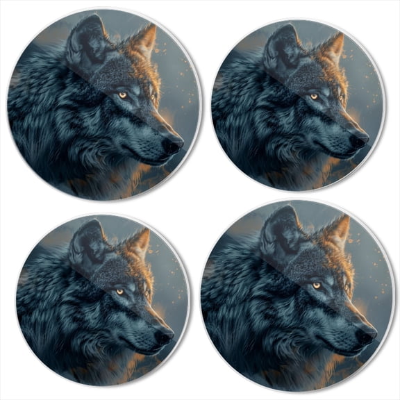 Bahomeck Electric Stove Burner Covers Set Of 4,Majestic Wolf With Piercing Eyes And Standing Under The Starlit Sky Metal Gas Stove Burner Covers,Protecting Gas Stoves,8 Inch And 10 Inch