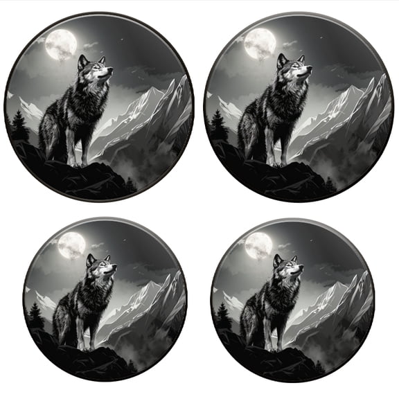 Bahomeck Electric Stove Burner Covers Set Of 4,Majestic Wolf Standing On The Edge Of Alpine Mountain Range Metal Gas Stove Burner Covers,Protecting Gas Stoves,8 Inch And 10 Inch