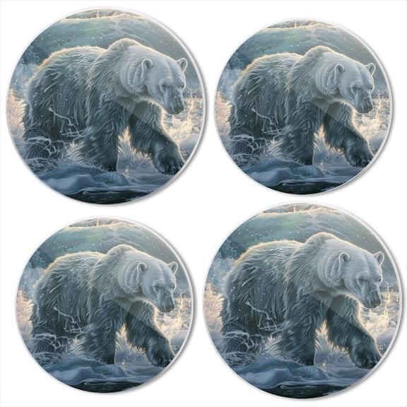 Bahomeck Electric Stove Burner Covers Set Of 4,Mother Polar Bear And Cub Standing On Ice Floe Metal Gas Stove Burner Covers,Protecting Gas Stoves,8 Inch And 10 Inch