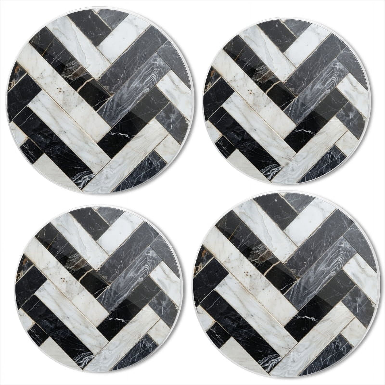 Bahomeck Electric Stove Burner Covers Set Of 4,Pattern Made Of Black And Gray Marble Tiles Metal Gas Stove Burner Covers,Protecting Gas Stoves,8 Inch And 10 Inch
