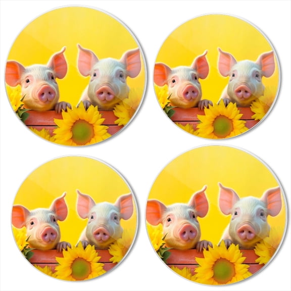 Bahomeck Electric Stove Burner Covers Set Of 4,Piglets Sitting On Sunflowers With Yellow Background Metal Gas Stove Burner Covers,Protecting Gas Stoves,8 Inch And 10 Inch