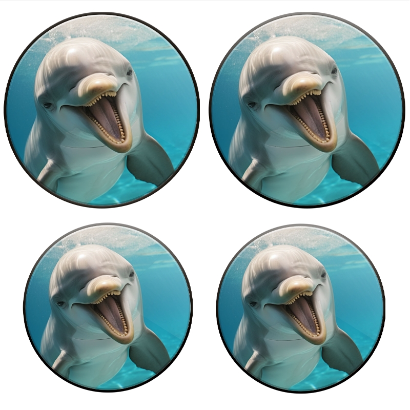 BaHomeck Electric Stove Burner Covers Set of 4,Round Metal Gas Stove Burner Covers 8 Inch and 10 Inch,Kitchen Decor,Playful Dolphin Smiles While Swimming In The Water