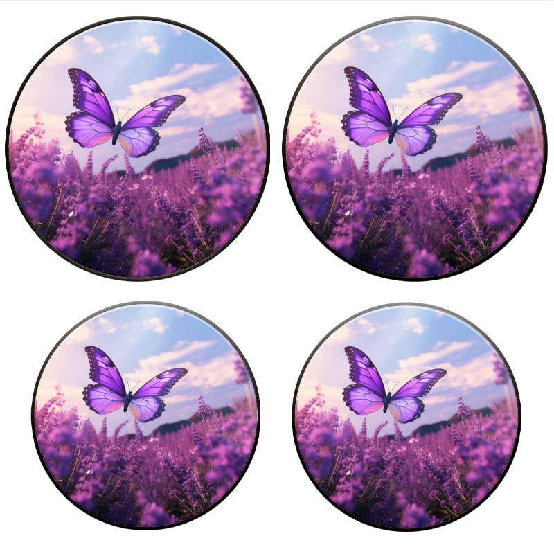 Bahomeck Electric Stove Burner Covers Set Of 4,Purple Butterfly Flying Over A Field Of Lavender Flowers Metal Gas Stove Burner Covers,Protecting Gas Stoves,8 Inch And 10 Inch