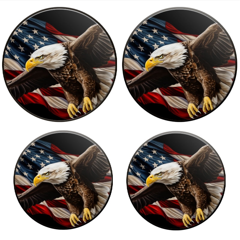 Bahomeck Electric Stove Burner Covers Set Of 4,Realistic Bald Eagle Flying Over American Flag Background Metal Gas Stove Burner Covers,Protecting Gas Stoves,8 Inch And 10 Inch