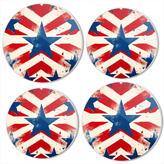Bahomeck Electric Stove Burner Covers Set Of 4,Red And Blue Stars Forming American Flag Pattern Metal Gas Stove Burner Covers,Protecting Gas Stoves,8 Inch And 10 Inch