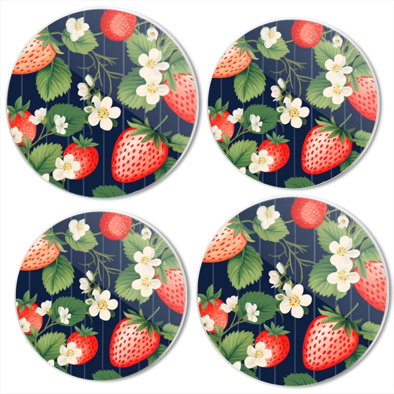 Bahomeck Electric Stove Burner Covers Set Of 4,Retro Strawberry Pattern Seamless Metal Gas Stove Burner Covers,Protecting Gas Stoves,8 Inch And 10 Inch