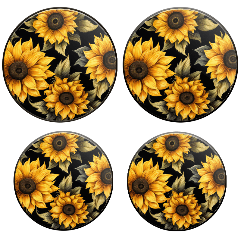 Bahomeck Electric Stove Burner Covers Set Of 4,Seamless Pattern Of Sunflowers On Black Background Metal Gas Stove Burner Covers,Protecting Gas Stoves,8 Inch And 10 Inch