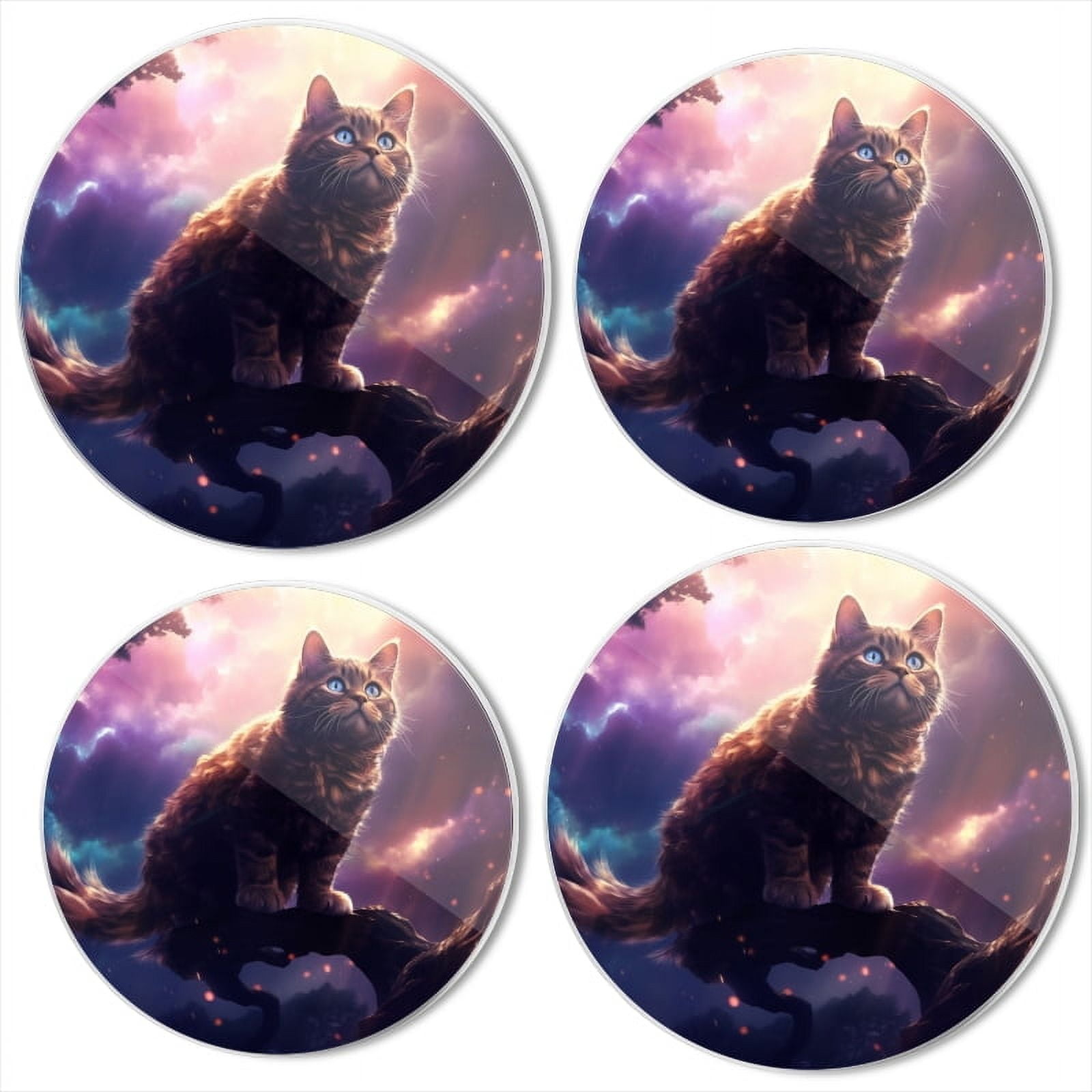 Bahomeck Electric Stove Burner Covers Set Of 4,Tabby Cat With Blue Eyes Sits On The Branch Of Old Tree Metal Gas Stove Burner Covers,Protecting Gas Stoves,8 Inch And 10 Inch