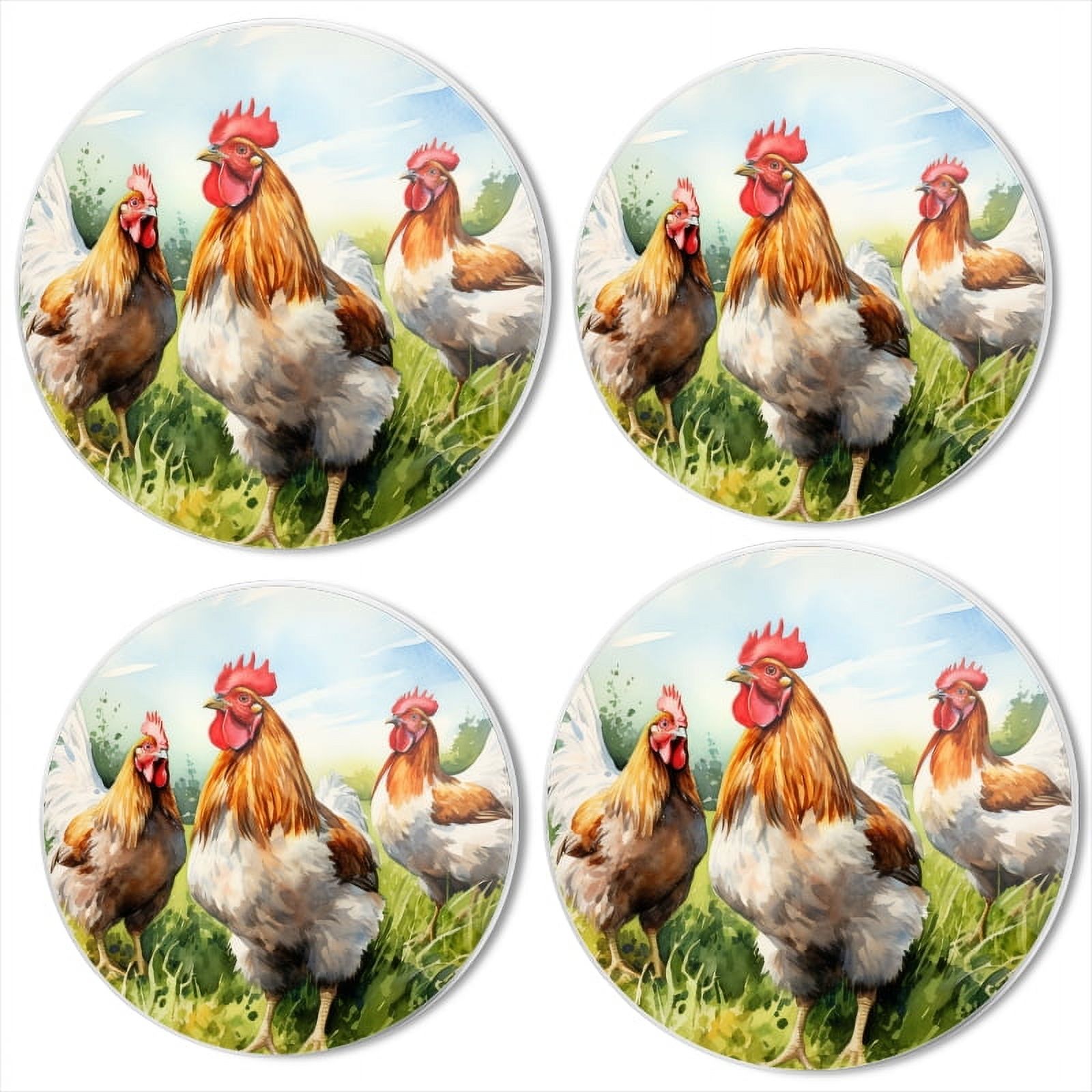 Bahomeck Electric Stove Burner Covers Set Of 4,The Sun Is Shining And Three Chickens Are On The Grass Metal Gas Stove Burner Covers,Protecting Gas Stoves,8 Inch And 10 Inch