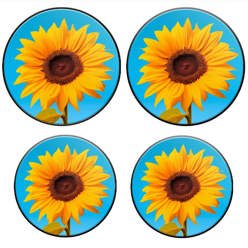 Bahomeck Electric Stove Burner Covers Set Of 4,Vibrant Sunflower Against The Clear Blue Sky Metal Gas Stove Burner Covers,Protecting Gas Stoves,8 Inch And 10 Inch