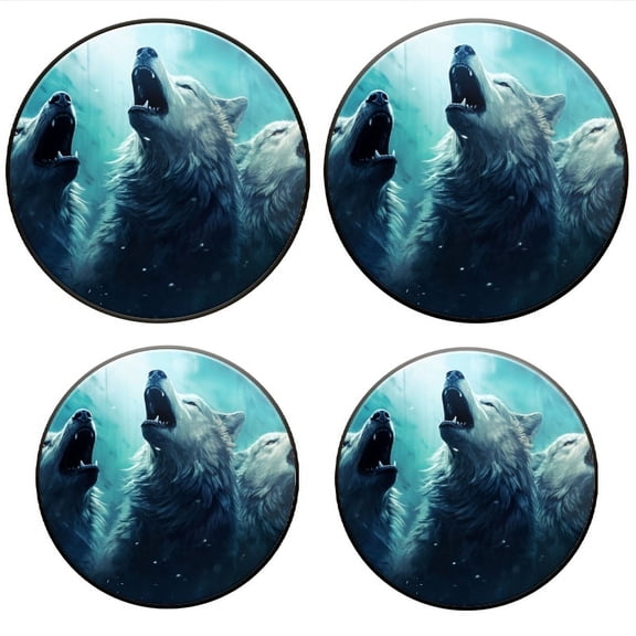 Bahomeck Electric Stove Burner Covers Set Of 4,White Wolves Howling In The Style Of Fantasy Art Metal Gas Stove Burner Covers,Protecting Gas Stoves,8 Inch And 10 Inch