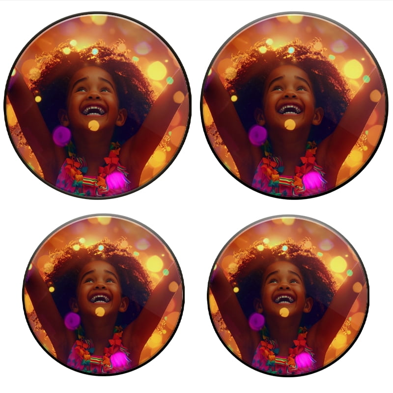 Bahomeck Electric Stove Burner Covers Set Of 4,Young Black Woman With Curly Hair Celebrating In Colorful Lights Metal Gas Stove Burner Covers,Protecting Gas Stoves,8 Inch And 10 Inch