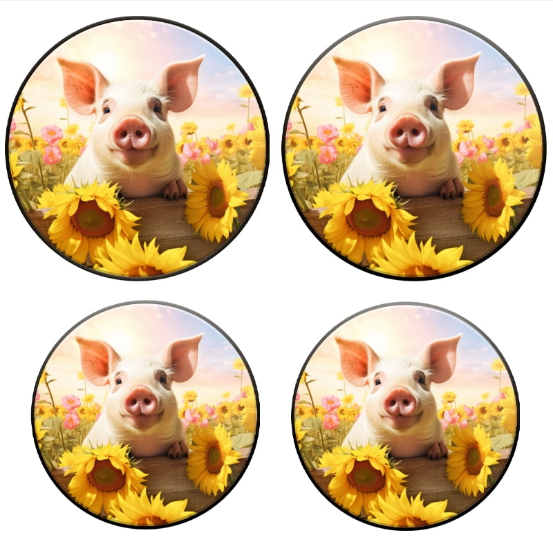 Bahomeck Electric Stove Burner Covers Set Of 4,Cute Pig In A Sunflower Field Metal Gas Stove Burner Covers,Protecting Gas Stoves,8 Inch And 10 Inch