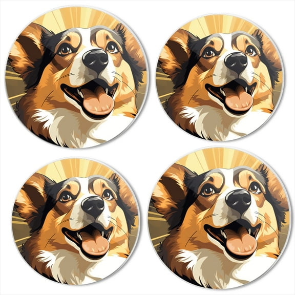 Bahomeck Electric Stove Burner Covers Set Of 4,Happy Corgi Dog With Yellow Rays Of Light In The Background Metal Gas Stove Burner Covers,Protecting Gas Stoves,8 Inch And 10 Inch
