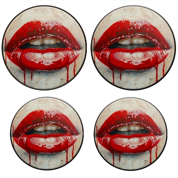 Bahomeck Electric Stove Burner Covers Set Of 4,Painting Of Red Lips Dripping TheWhite And Gray Background Metal Gas Stove Burner Covers,Protecting Gas Stoves,8 Inch And 10 Inch