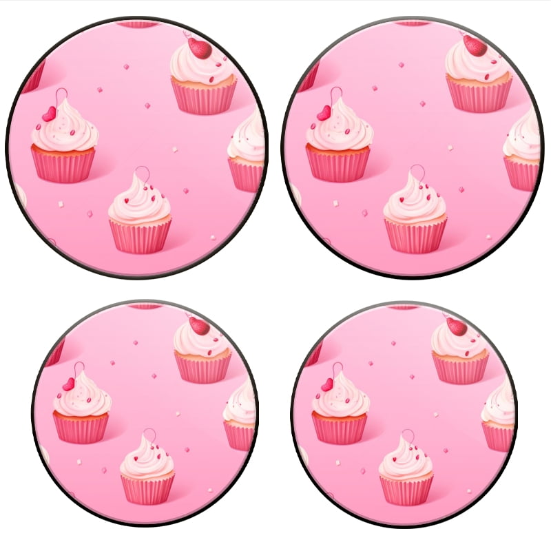 Bahomeck Electric Stove Burner Covers Set Of 4,Pink Cupcakes InPink Background Metal Gas Stove Burner Covers,Protecting Gas Stoves,8 Inch And 10 Inch