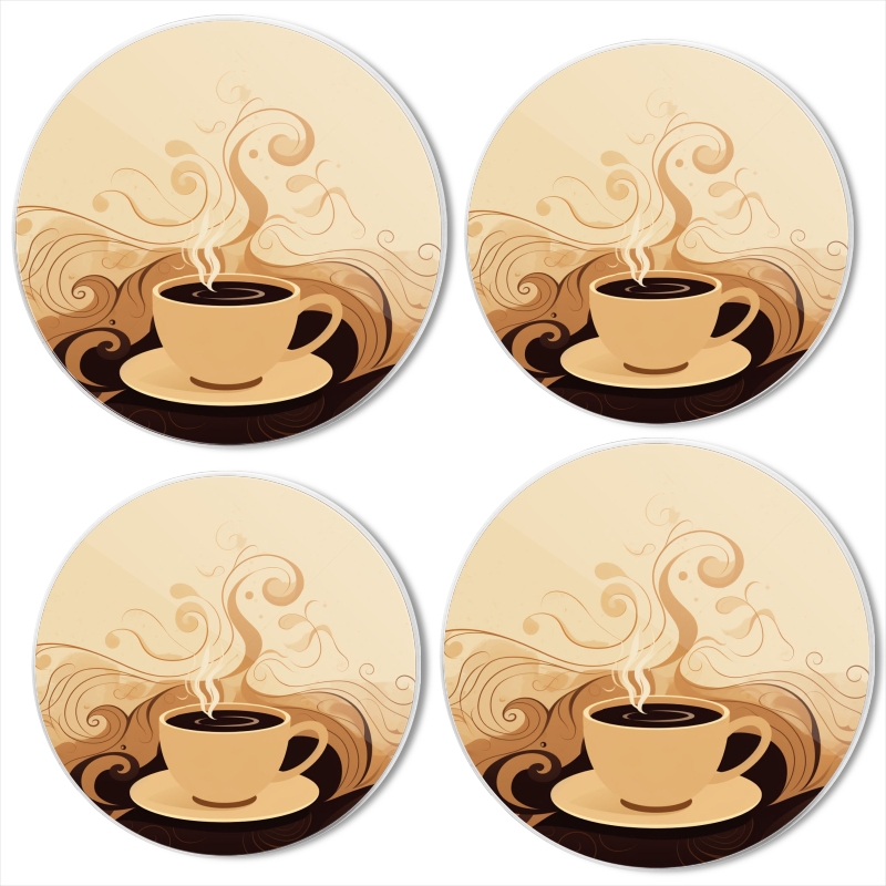 BaHomeck Electric Stove Burner Covers Set of 4,Round Metal Gas Stove Burner Covers 8 Inch and 10 Inch,Kitchen Decor,Steaming Cup Of Coffee
