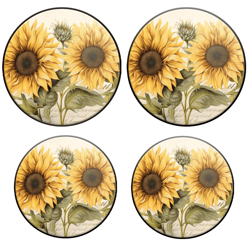 Bahomeck Electric Stove Burner Covers Set Of 4,Sunflowers On White Background Metal Gas Stove Burner Covers,Protecting Gas Stoves,8 Inch And 10 Inch