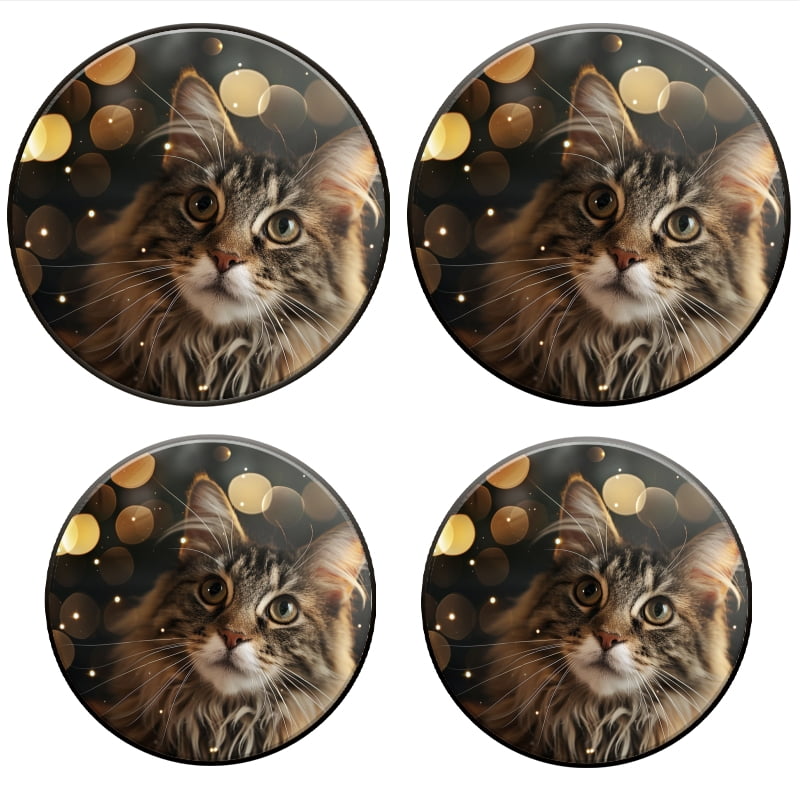 Bahomeck Gas Stove Burner Cover Set Of 4,Adorable Cat With Soft Fur And Big Eyes Metal Electric Stove Burner Covers,Protecting Gas Stoves,Kitchen Decor，8 Inch And 10 Inch