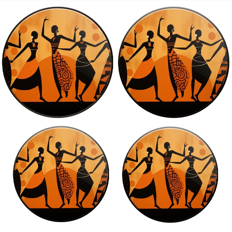 Bahomeck Gas Stove Burner Cover Set Of 4,African Women Dancing In The Style Of Ndebele Art Metal Electric Stove Burner Covers,Protecting Gas Stoves,Kitchen Decor，8 Inch And 10 Inch