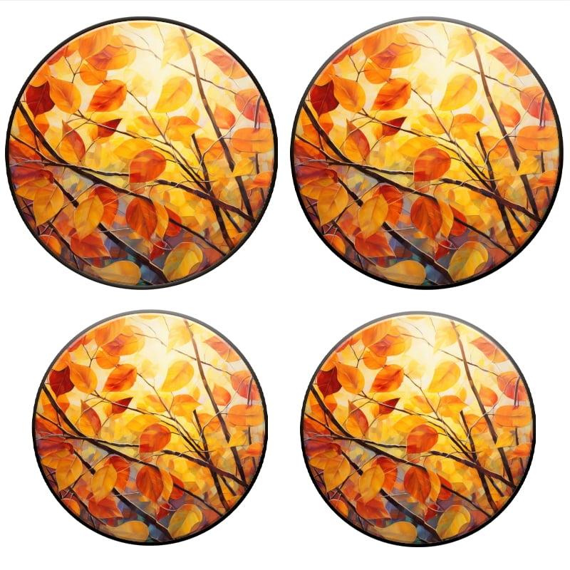 Bahomeck Gas Stove Burner Cover Set Of 4,Autumn Leaves And Sunlight Filtering Through The Vibrant Metal Electric Stove Burner Covers,Protecting Gas Stoves,Kitchen Decor，8 Inch And 10 Inch