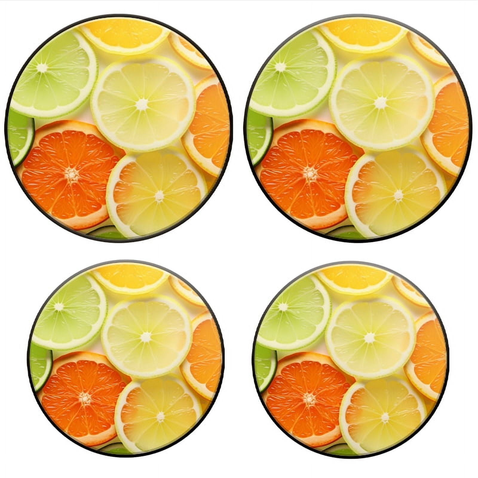 Bahomeck Gas Stove Burner Cover Set Of 4,Background Of Different Citrus Slices And Orange Metal Electric Stove Burner Covers,Protecting Gas Stoves,Kitchen Decor，8 Inch And 10 Inch