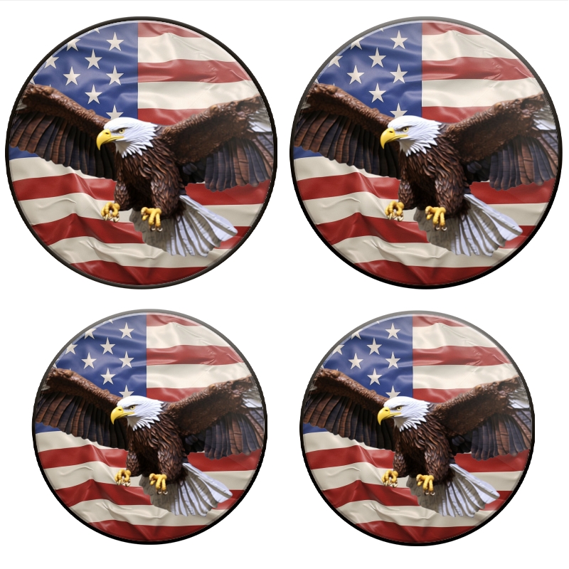 Bahomeck Gas Stove Burner Cover Set Of 4,Bald Eagle Flying Over American Flag Background Metal Electric Stove Burner Covers,Protecting Gas Stoves,Kitchen Decor，8 Inch And 10 Inch