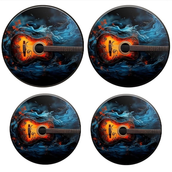 Bahomeck Gas Stove Burner Cover Set Of 4,Celestial Guitar Set Against Water Element Background Metal Electric Stove Burner Covers,Protecting Gas Stoves,Kitchen Decor8 Inch And 10 Inch