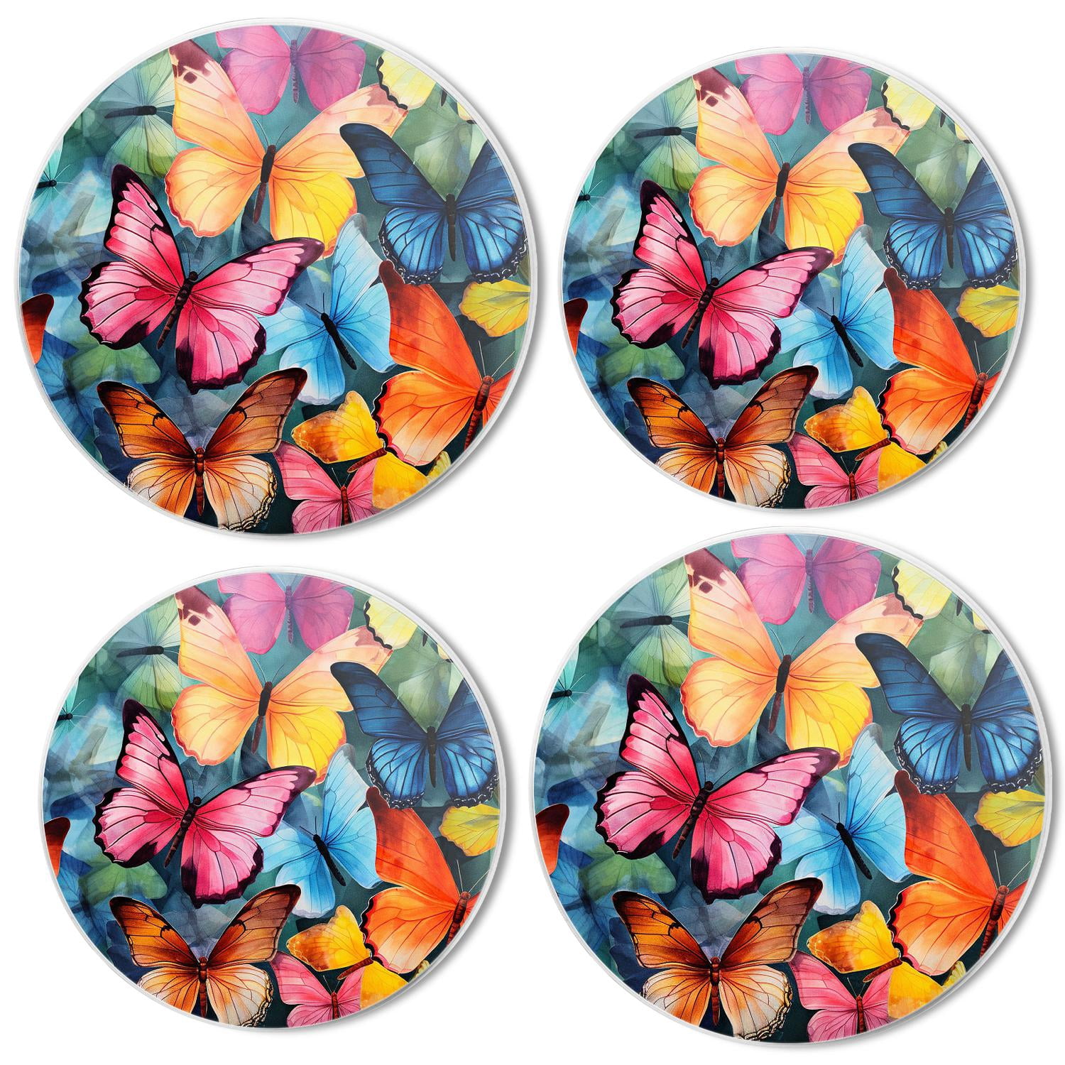 Bahomeck Gas Stove Burner Cover Set Of 4，Colorful Beautiful Monarch Butterfly Metal Stove Burner Covers，Electric Stove Burner Covers,Protecting Gas Stoves,Kitchen Decor，8 Inches And 10 Inches