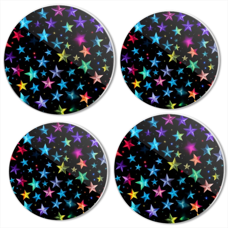 Bahomeck Electric Stove Burner Covers Set Of 4,Colorful Stars Pattern On Black Background Metal Gas Stove Burner Covers,Protecting Gas Stoves,8 Inch And 10 Inch