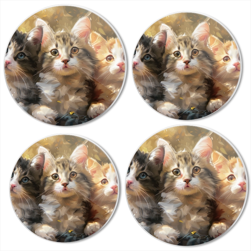 Bahomeck Gas Stove Burner Cover Set Of 4,Cute Kittens With Beautiful Eyes And Long Fur Metal Electric Stove Burner Covers,Protecting Gas Stoves,Kitchen Decor，8 Inch And 10 Inch