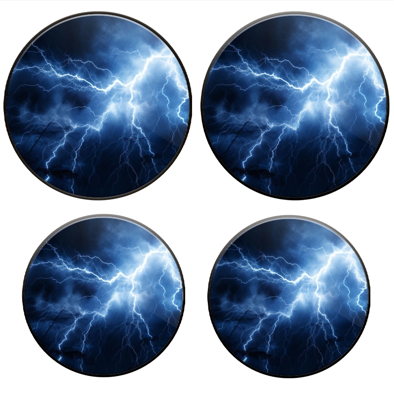 Bahomeck Gas Stove Burner Cover Set Of 4,Dramatic Night Sky With Dark Clouds And Blue Lightning Bolts Metal Electric Stove Burner Covers,Protecting Gas Stoves,Kitchen Decor，8 Inch And 10 Inch