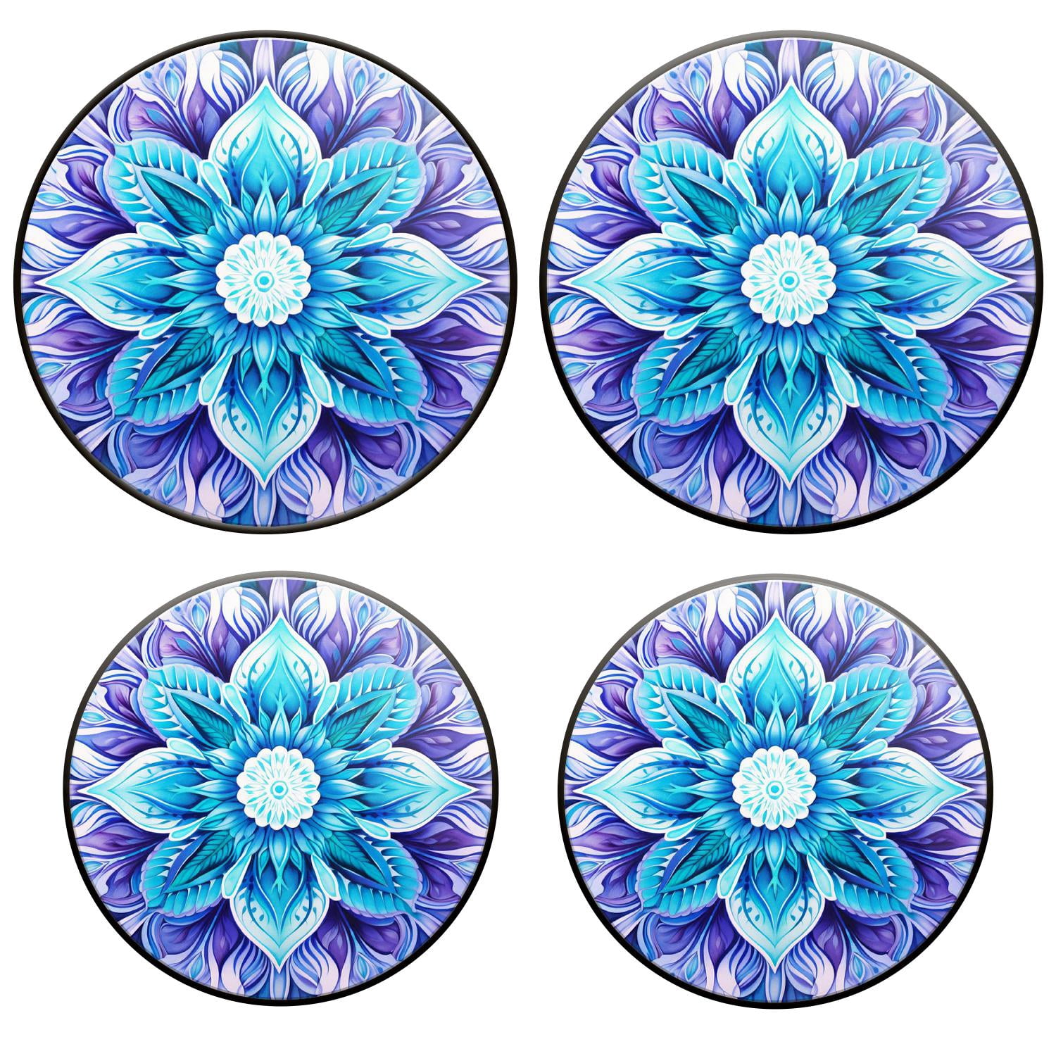 Bahomeck Gas Stove Burner Cover Set of 4，Fantasy Blue-Purple Mandala Metal Stove Burner Covers，Electric Stove Burner Covers,Protecting Gas Stoves,Kitchen Decor，8 inches and 10 inches