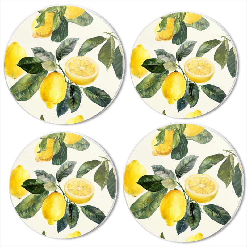 Bahomeck Electric Stove Burner Covers Set Of 4,Lemon Tree Branches With Lemons And White Flowers Metal Gas Stove Burner Covers,Protecting Gas Stoves,8 Inch And 10 Inch
