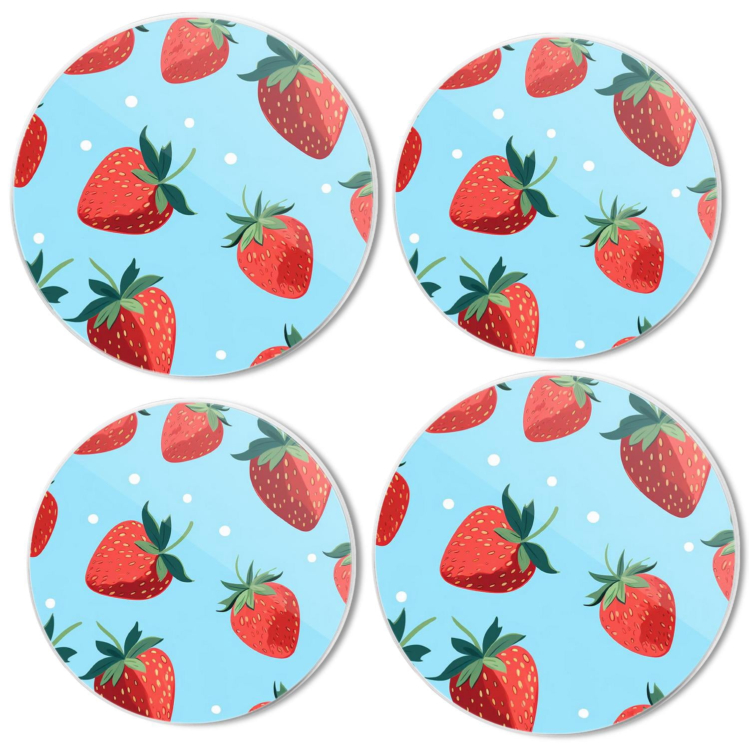 Bahomeck Gas Stove Burner Cover Set Of 4，Lovely Strawberry Pattern Metal Stove Burner Covers，Electric Stove Burner Covers,Protecting Gas Stoves,Kitchen Decor，8 Inches And 61 Inches