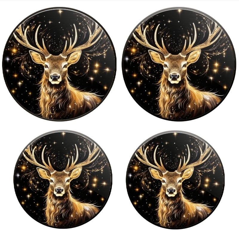 Bahomeck Electric Stove Burner Covers Set Of 4,Majestic Deer With Golden Antlers And Surrounded By Shimmering Stars Metal Gas Stove Burner Covers,Protecting Gas Stoves,8 Inch And 10 Inch