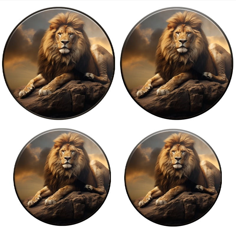 Bahomeck Gas Stove Burner Cover Set Of 4,Majestic Lion With Mane Flowing In The Wind Metal Electric Stove Burner Covers,Protecting Gas Stoves,Kitchen Decor，8 Inch And 10 Inch