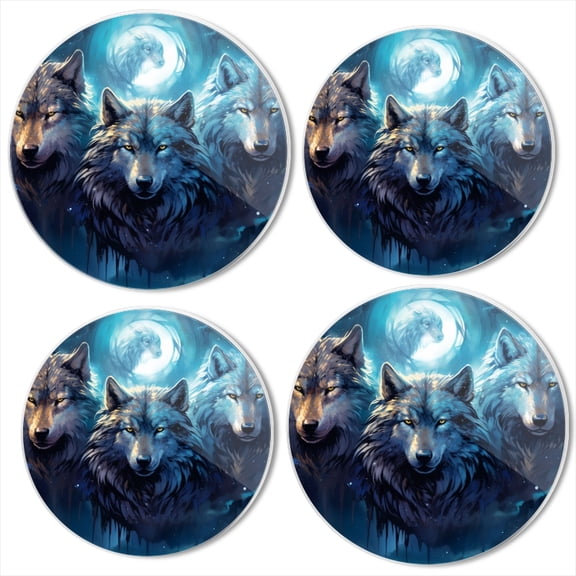 Bahomeck Gas Stove Burner Cover Set Of 4,Majestic And Powerful Wolf Faces With Glowing Eyes Metal Electric Stove Burner Covers,Protecting Gas Stoves,Kitchen Decor8 Inch And 10 Inch