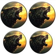BaHomeck Electric Stove Burner Covers Set of 4,Round Metal Gas Stove Burner Covers 8 Inch and 10 Inch,Kitchen Decor,Majestic Wolf Howling At The Moon