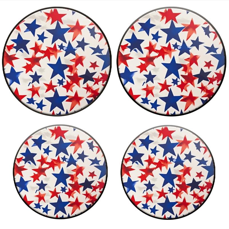 Bahomeck Electric Stove Burner Covers Set Of 4,Pattern Of Red And Blue Stars Metal Gas Stove Burner Covers,Protecting Gas Stoves,8 Inch And 10 Inch