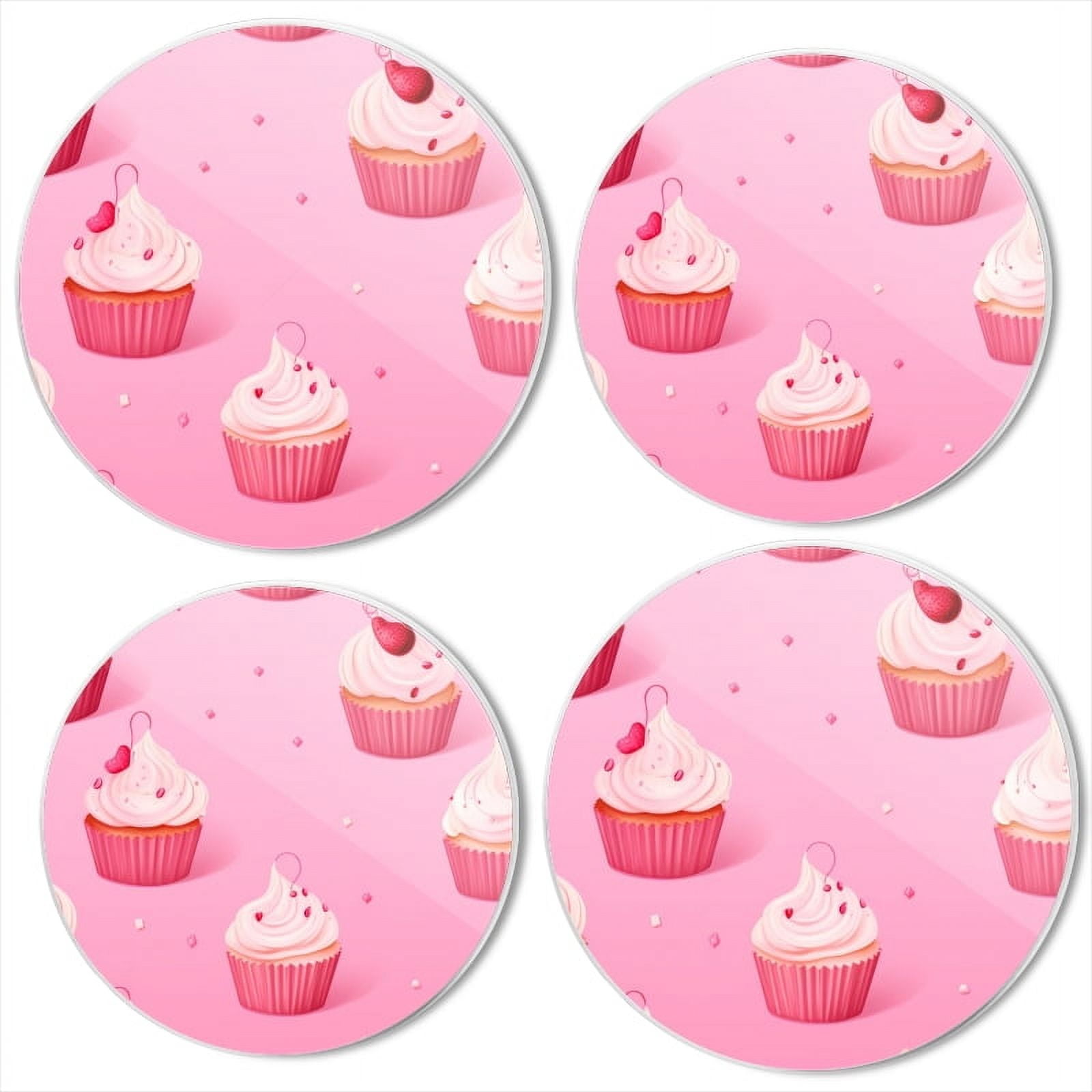 Bahomeck Gas Stove Burner Cover Set Of 4,Pink Cupcakes In Pink Background Metal Electric Stove Burner Covers,Protecting Gas Stoves,Kitchen Decor，8 Inch And 10 Inch