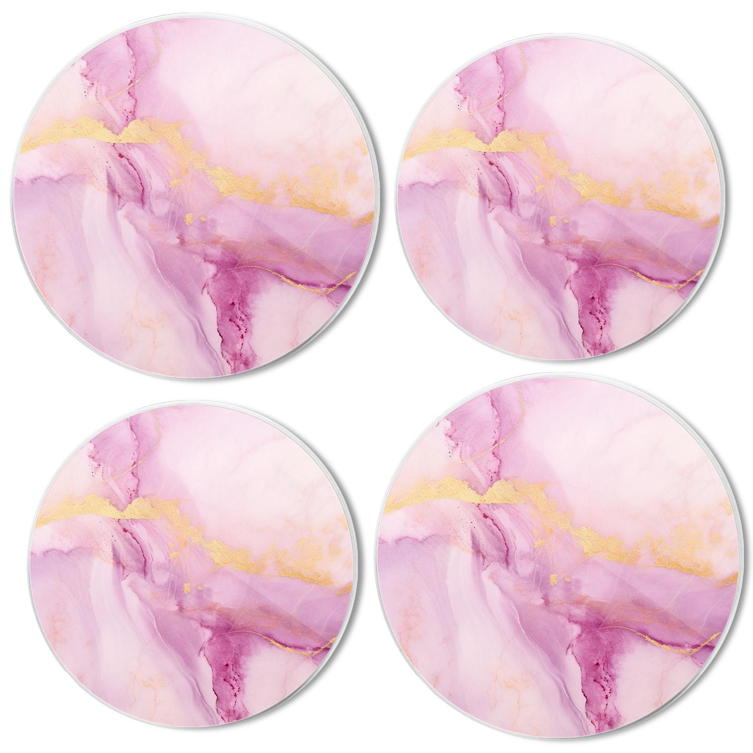 Bahomeck Gas Stove Burner Cover Set Of 4，Pink Fine Marble Watercolor Metal Stove Burner Covers，Electric Stove Burner Covers,Protecting Gas Stoves,Kitchen Decor，8 Inches And 10 Inches