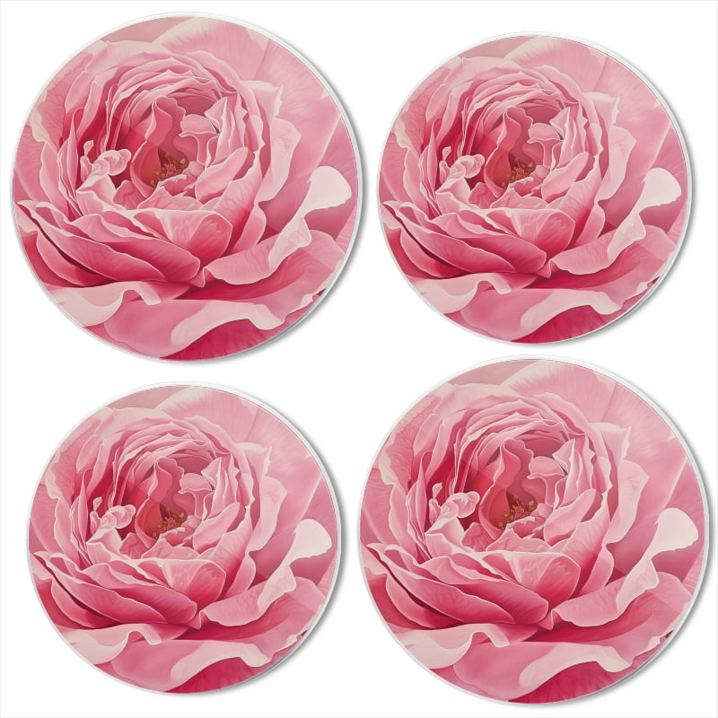 Bahomeck Gas Stove Burner Cover Set Of 4,Pink Rose On Pink Background Metal Electric Stove Burner Covers,Protecting Gas Stoves,Kitchen Decor，8 Inch And 10 Inch