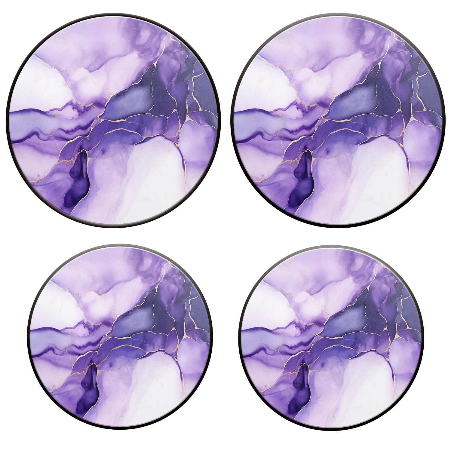 Bahomeck Gas Stove Burner Cover Set Of 4，Purple Lavender Marble Watercolor Metal Stove Burner Covers，Electric Stove Burner Covers,Protecting Gas Stoves,Kitchen Decor，8 Inches And 22 Inches