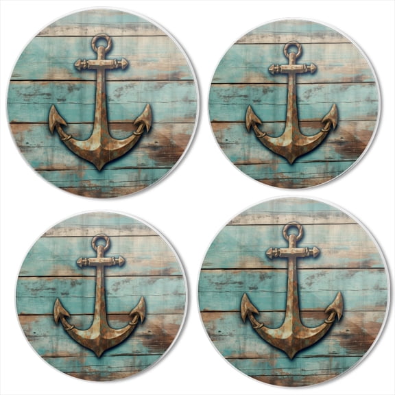 Bahomeck Gas Stove Burner Cover Set Of 4,Rustic Wood Background With Anchor And Nautical Elements Metal Electric Stove Burner Covers,Protecting Gas Stoves,Kitchen Decor8 Inch And 10 Inch