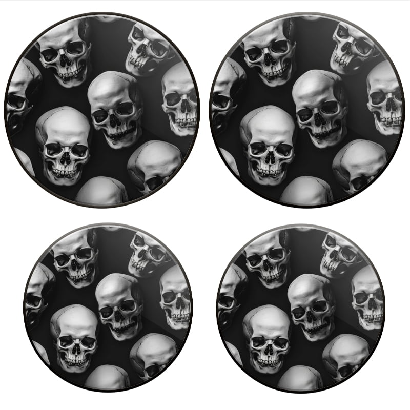 Bahomeck Gas Stove Burner Cover Set Of 4,Skulls Arranged In Eerie Metal Electric Stove Burner Covers,Protecting Gas Stoves,Kitchen Decor，8 Inch And 10 Inch