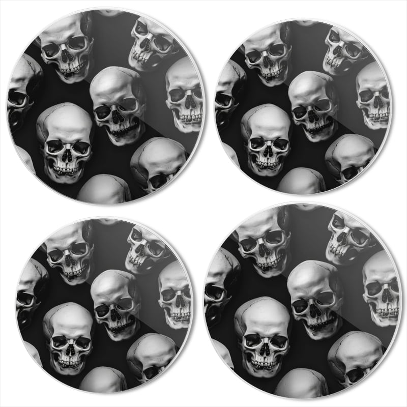 Bahomeck Gas Stove Burner Cover Set Of 4,Skulls Arranged In Eerie Metal Electric Stove Burner Covers,Protecting Gas Stoves,Kitchen Decor，8 Inch And 10 Inch
