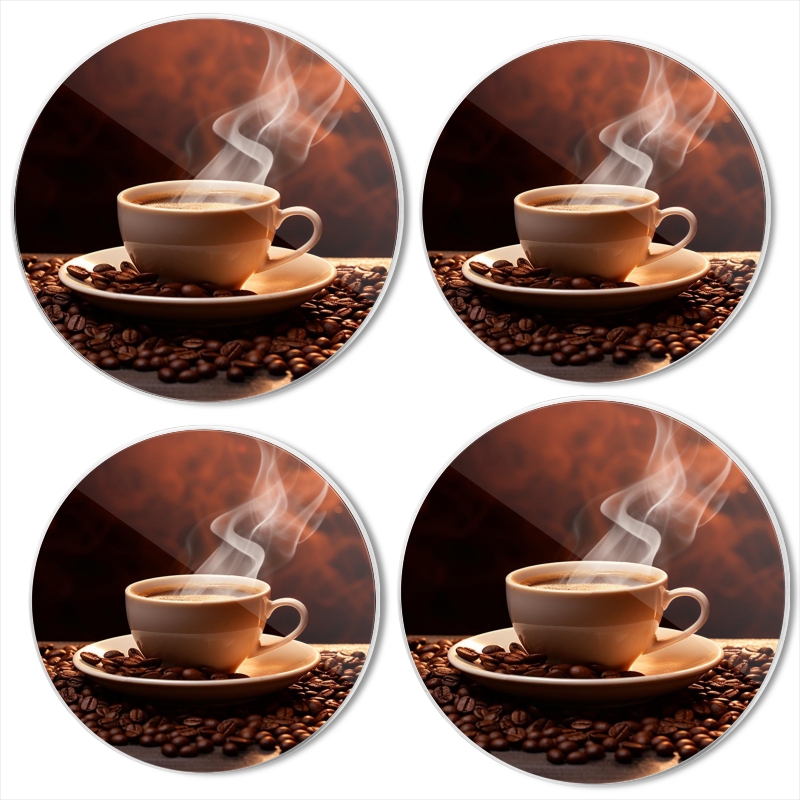 Bahomeck Gas Stove Burner Cover Set Of 4,Steaming Cup Of Coffee With Roasted Coffee Beans On The Table Metal Electric Stove Burner Covers,Protecting Gas Stoves,Kitchen Decor，8 Inch And 10 Inch